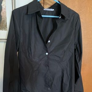 Ladies cotton black button down blouse szXXL